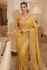 Premium Mustard Yellow Pure Kanjivaram Silk Sequin Embroidery Work Saree