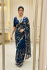 Elegant Navy Blue Rangoli Silk Embroidery Work Saree for Women