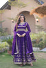 Awesome Purple Faux Georgette Designer Gown with Heavy Embroidery Work and Dupatta