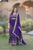 Awesome Purple Faux Georgette Designer Gown with Heavy Embroidery Work and Dupatta