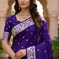 Stylish Purple Soft Pure Banarasi Silk Saree Zari Weaving for Women