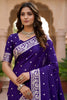 Stylish Purple Soft Pure Banarasi Silk Saree Zari Weaving for Women