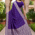 Stylish Purple Soft Pure Banarasi Silk Saree Zari Weaving for Women