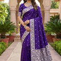 Stylish Purple Soft Pure Banarasi Silk Saree Zari Weaving for Women