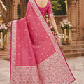 Beautiful Pink Soft Pure Banarasi Silk Saree Zari Weaving for Women