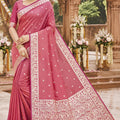 Beautiful Pink Soft Pure Banarasi Silk Saree Zari Weaving for Women