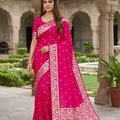 Stylish Rani Pink Soft Pure Banarasi Silk Saree Zari Weaving for Women