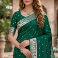 Luxury Emerald Green Soft Pure Banarasi Silk Saree Zari Weaving for Women