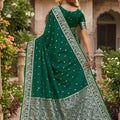 Luxury Emerald Green Soft Pure Banarasi Silk Saree Zari Weaving for Women
