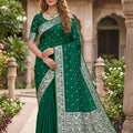 Luxury Emerald Green Soft Pure Banarasi Silk Saree Zari Weaving for Women
