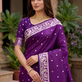 Royal Purple Soft Pure Banarasi Silk Saree Zari Weaving for Women