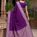 Royal Purple Soft Pure Banarasi Silk Saree Zari Weaving for Women