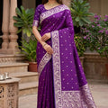 Royal Purple Soft Pure Banarasi Silk Saree Zari Weaving for Women