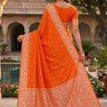 Traditional Orange Soft Pure Banarasi Silk Saree Zari Weaving for Women
