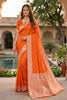 Traditional Orange Soft Pure Banarasi Silk Saree Zari Weaving for Women