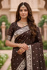 Stylish Chocolate Brown Soft Pure Banarasi Silk Saree Zari Weaving for Women