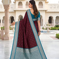Luxury Wine Soft Pure Banarasi Silk Saree Zari Weaving for Women