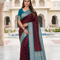 Luxury Wine Soft Pure Banarasi Silk Saree Zari Weaving for Women