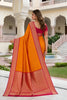 Premium Mustard Orange Soft Pure Banarasi Silk Saree Zari Weaving for Women