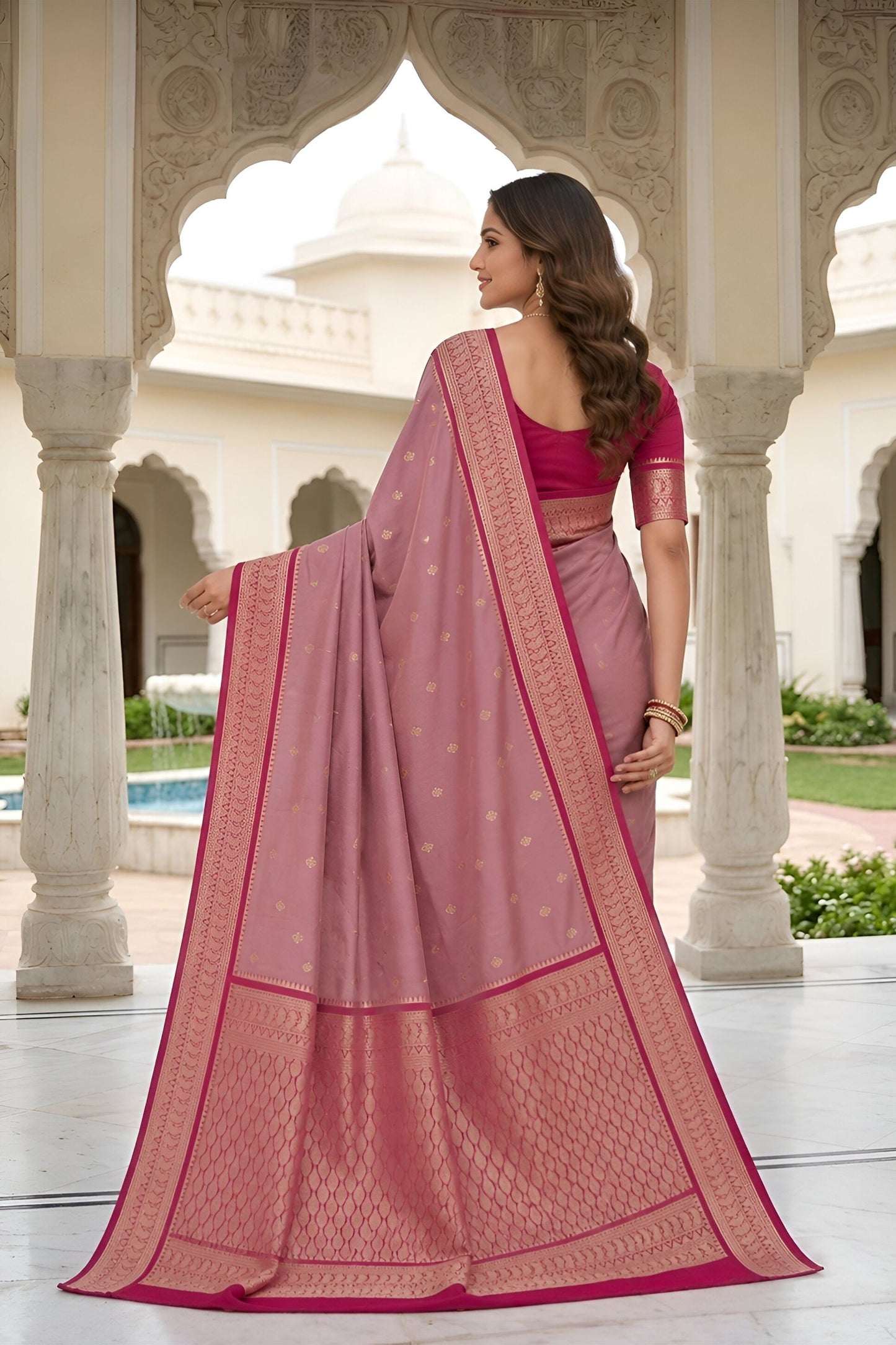 Amazing Pink Soft Pure Banarasi Silk Saree Zari Weaving for Women
