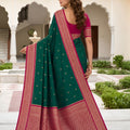 Elegant Emerald Green Soft Pure Banarasi Silk Saree Zari Weaving for Women