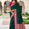 Elegant Emerald Green Soft Pure Banarasi Silk Saree Zari Weaving for Women