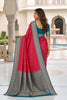 Beautiful Rani Pink Soft Pure Banarasi Silk Saree Rich Zari Weaving for Women