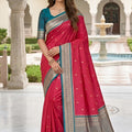 Beautiful Rani Pink Soft Pure Banarasi Silk Saree Rich Zari Weaving for Women