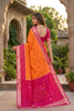 Traditional Orange Ikkat Silk Blend Saree Woven Work for Women
