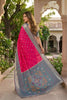 Beautiful Rani Pink Ikkat Silk Blend Saree Woven Work for Women