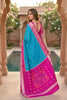 Royal Sky Blue Ikkat Silk Blend Saree Woven Work for Women