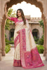 Elegant Off White Ikkat Silk Blend Saree Woven Work for Women