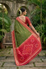 Graceful Olive Green Ikkat Silk Blend Saree Woven Work for Women