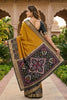 Premium Mustard Yellow Ikkat Silk Blend Saree Woven Work for Women
