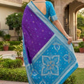 Royal Purple Ikkat Silk Blend Saree Woven Work for Women