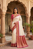 Elegant Off White Banarasi Silk Saree Zari Woven Border for Women