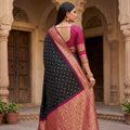 Premium Black Banarasi Silk Saree Zari Woven Border for Women