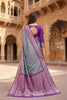 Traditional Grey Banarasi Silk Saree Zari Woven Border for Women