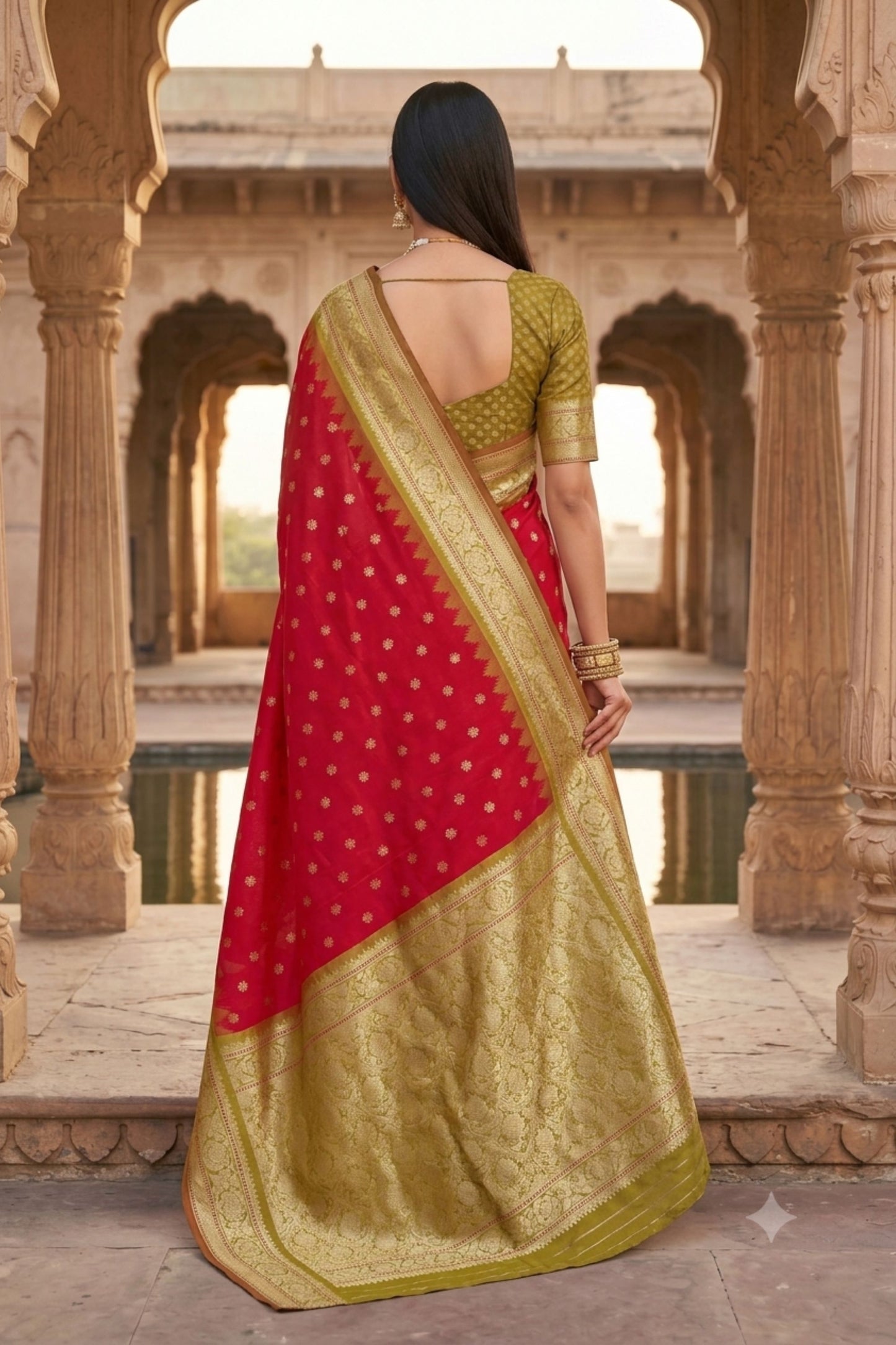 Beautiful Rani Pink Banarasi Silk Saree Zari Woven Border for Women