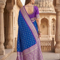 Royal Blue Banarasi Silk Saree Zari Woven Border for Women