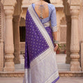 Royal Purple Banarasi Silk Saree Zari Woven Border for Women