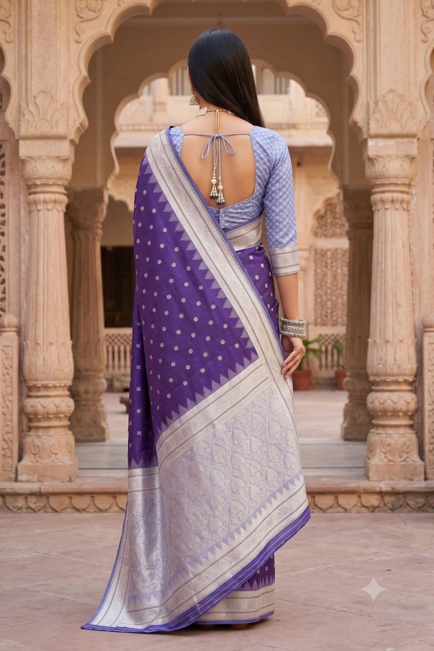 Royal Purple Banarasi Silk Saree Zari Woven Border for Women