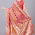 Beautiful Rose Pink Banarasi Silk Saree Zari Weaving Border for Women