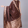 Stylish Coffee Brown Banarasi Silk Saree Zari Weaving Border for Women