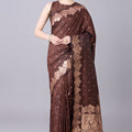 Stylish Coffee Brown Banarasi Silk Saree Zari Weaving Border for Women