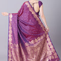 Lovely Wine Banarasi Silk Saree Zari Weaving Border for Women