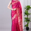 Amazing Rani Pink Banarasi Silk Saree Zari Weaving Border for Women