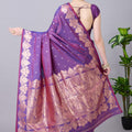 Stylish Purple Banarasi Silk Saree Zari Weaving Border for Women