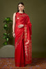 Stunning Red Banarasi Silk Saree Zari Weaving Border for Women
