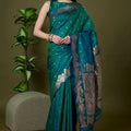 Graceful Teal Green Banarasi Silk Saree Zari Weaving Border for Women